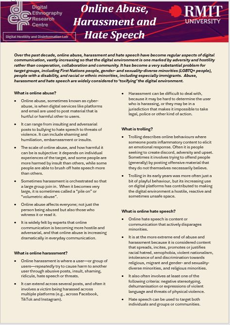 Digital harms and minorities: Guidelines testing – RMIT Digital ...