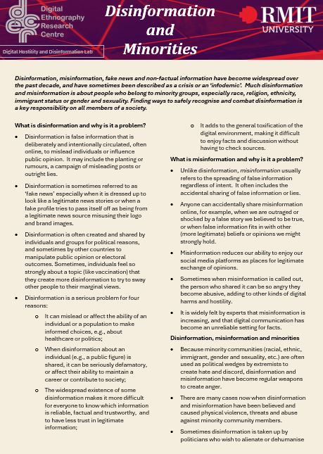 Digital harms and minorities: Guidelines testing – RMIT Digital ...
